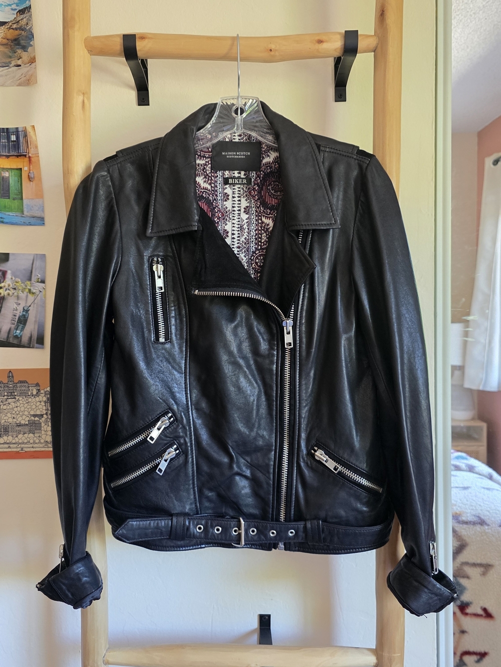 Maison Scotch (Scotch & Soda) Black Leather Biker Jacket - Women